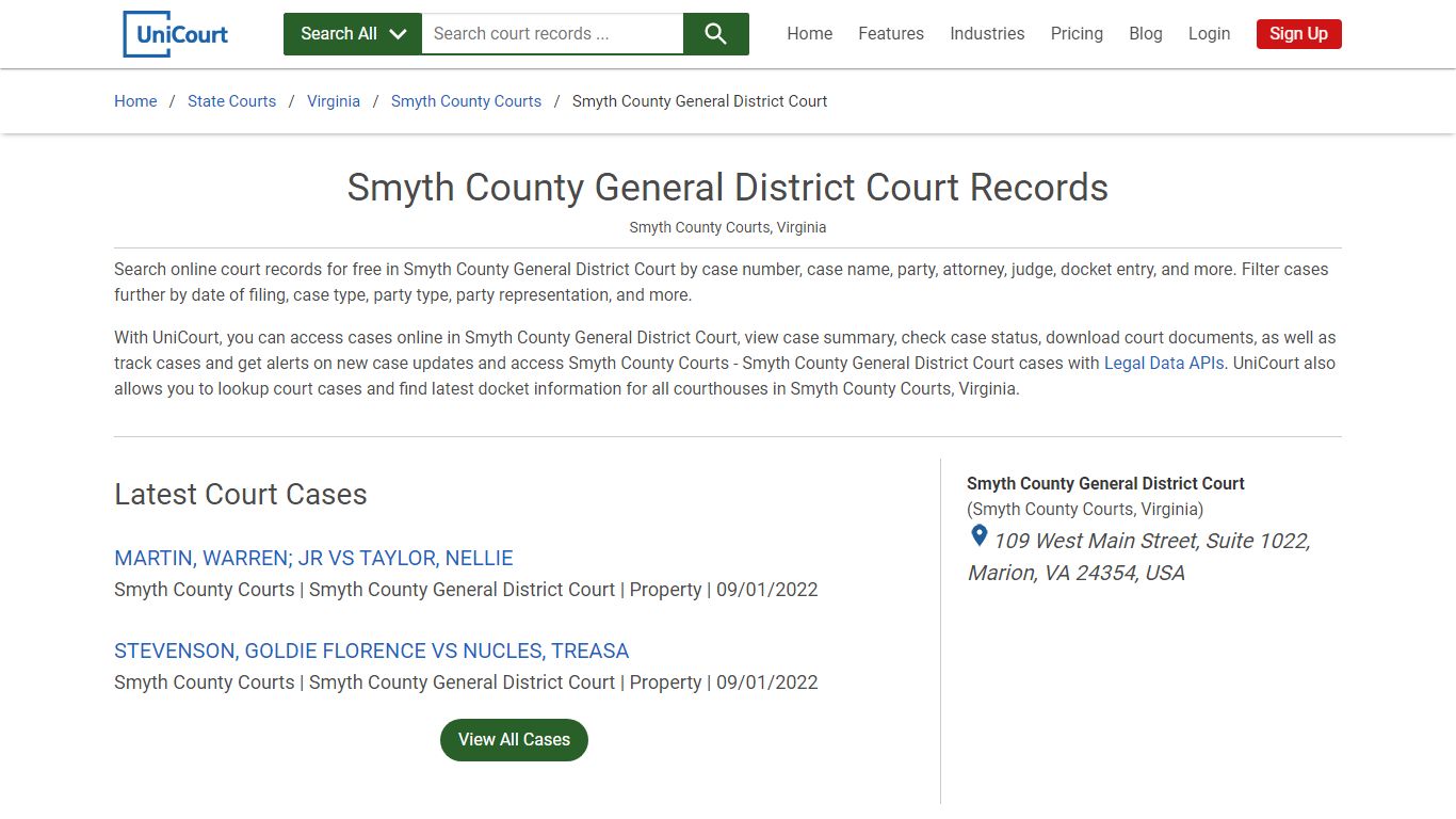Smyth County General District Court Records | Smyth | UniCourt